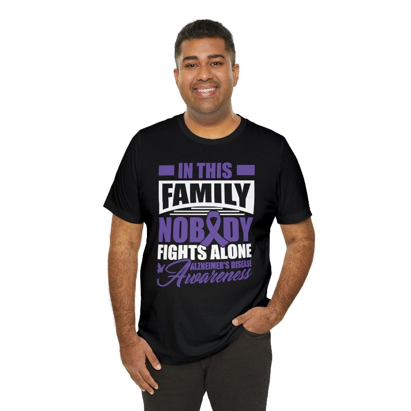 Alzheimer's awareness T-shirt. Nobody fights alone design