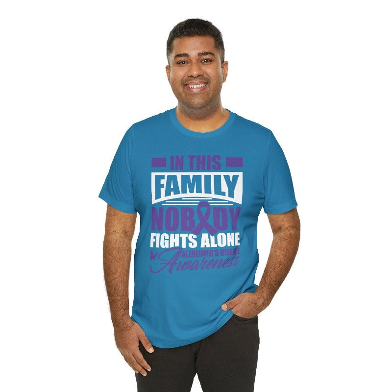 Alzheimer's awareness T-shirt. Nobody fights alone design