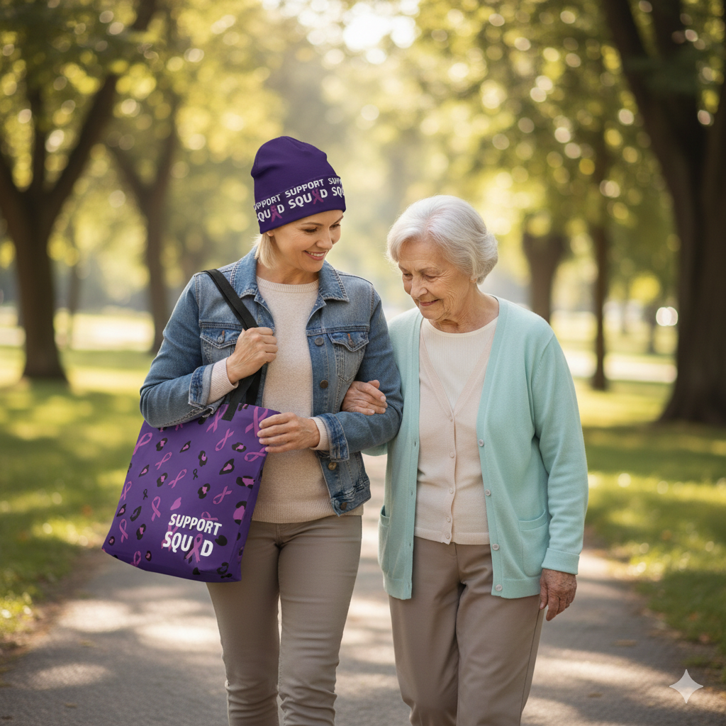 Alzheimer’s awareness All-Over Print Beanie, SUPPORT SQUAD!