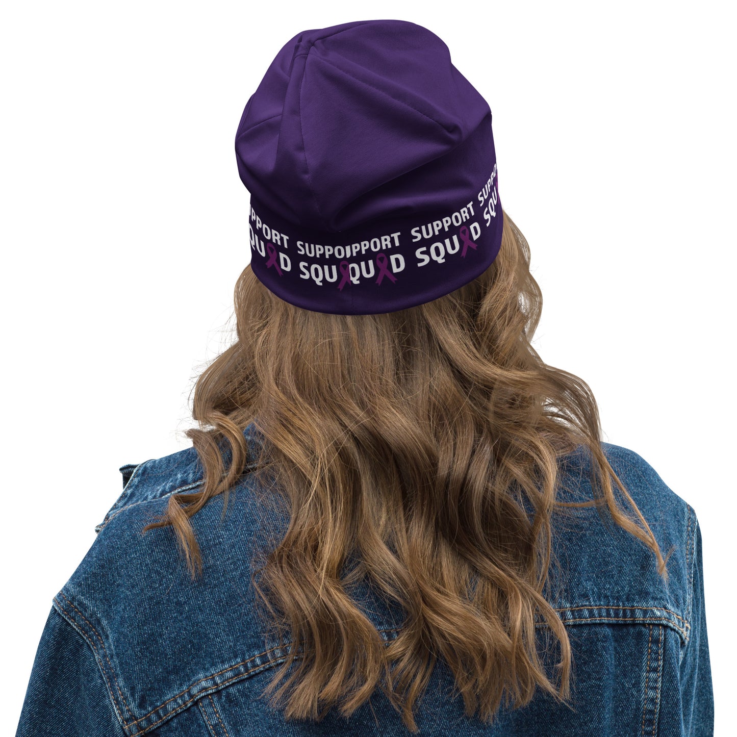 Alzheimer’s awareness All-Over Print Beanie, SUPPORT SQUAD!