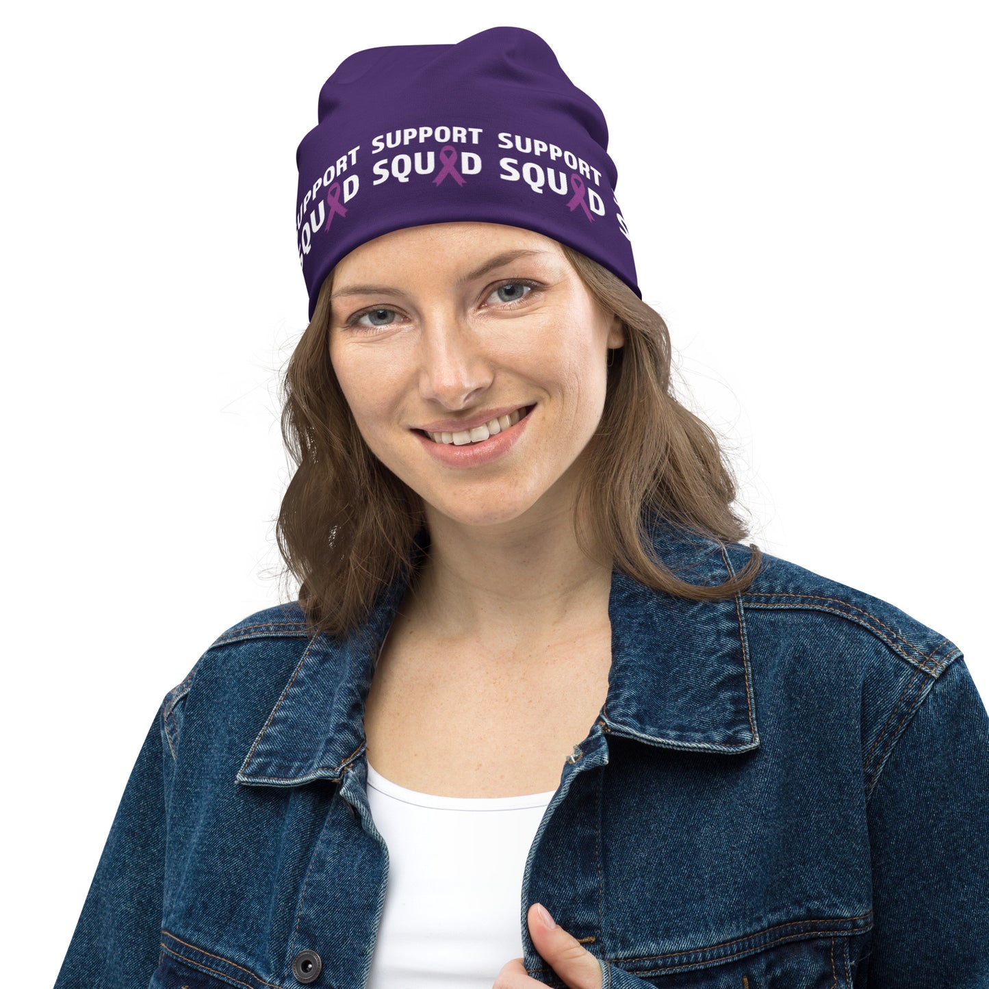 Alzheimer’s awareness All-Over Print Beanie, SUPPORT SQUAD!