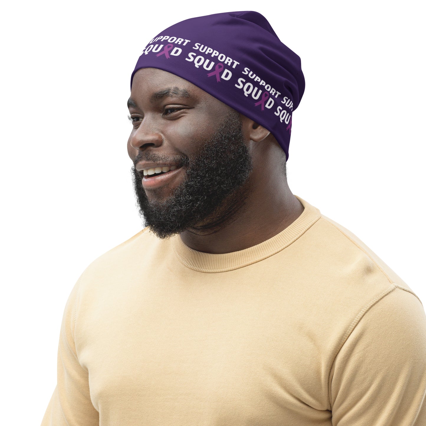 Alzheimer’s awareness All-Over Print Beanie, SUPPORT SQUAD!