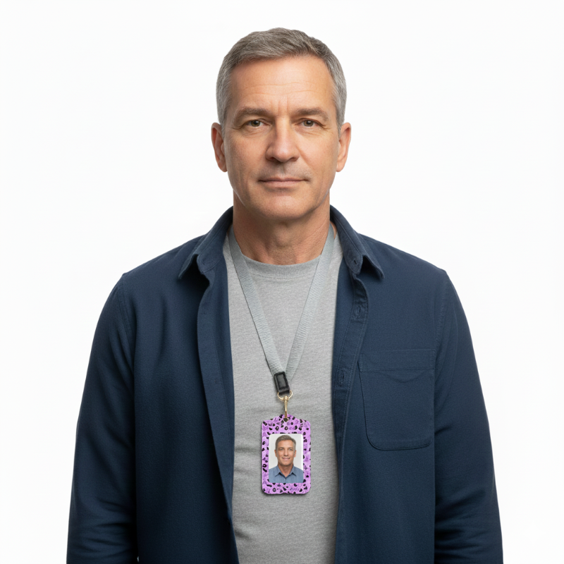 Custom Leather Name Badge For Caregiver. Alzheimer's awareness