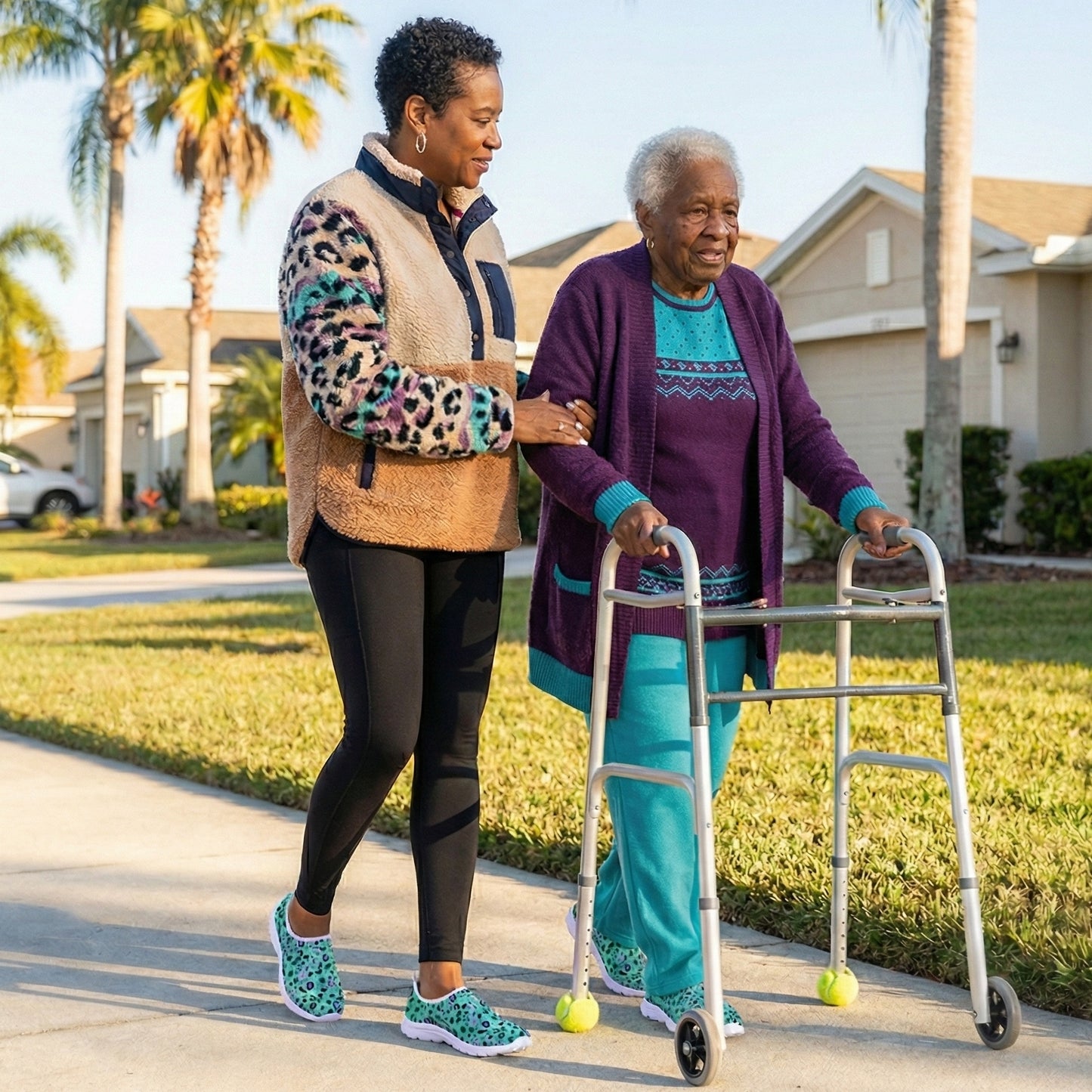 Custom Non-Slip Athletic Sneakers with Alzheimer's awareness pattern design