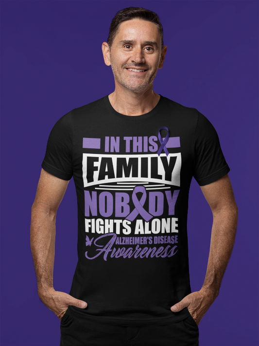 Alzheimer's awareness T-shirt. Nobody fights alone design