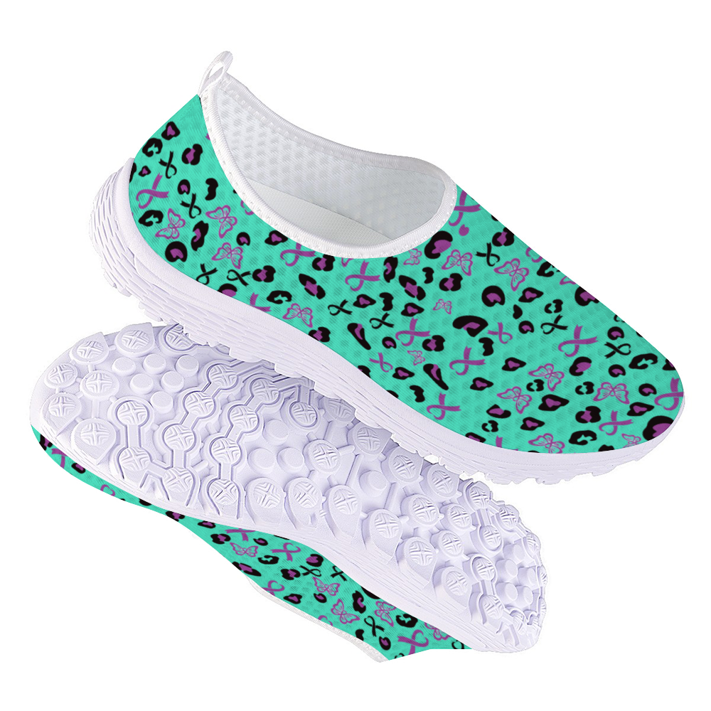 Custom Non-Slip Athletic Sneakers with Alzheimer's awareness pattern design