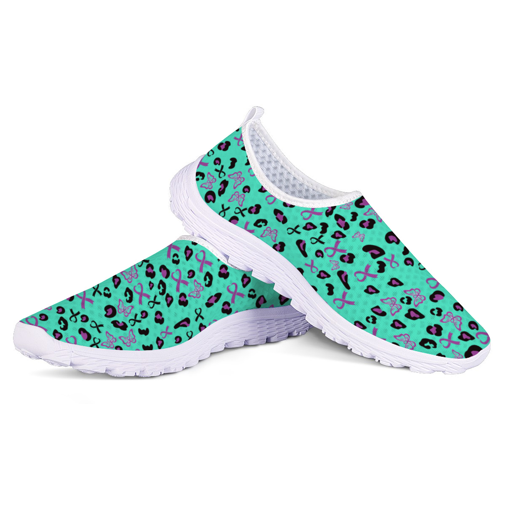 Custom Non-Slip Athletic Sneakers with Alzheimer's awareness pattern design